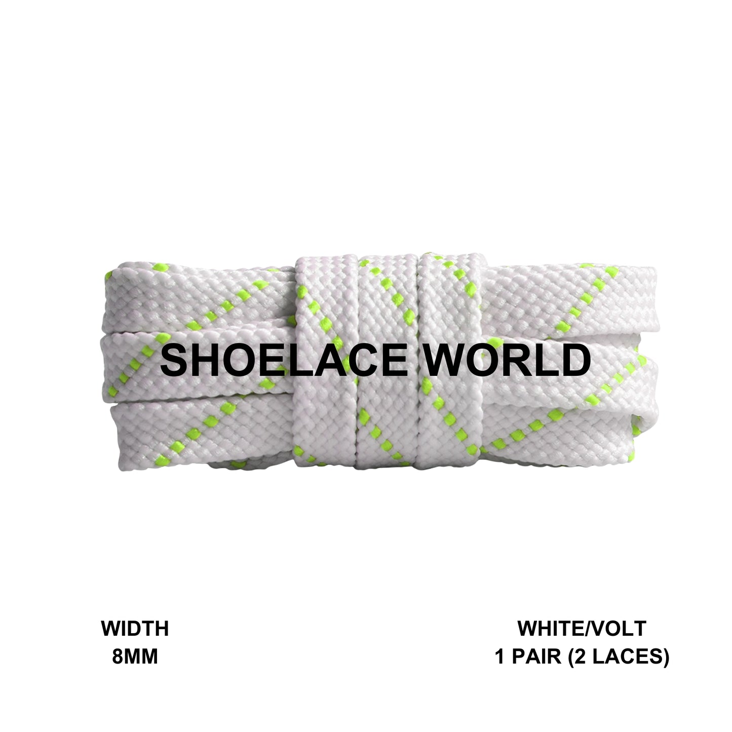 White / Volt Thread Flat Shoelaces