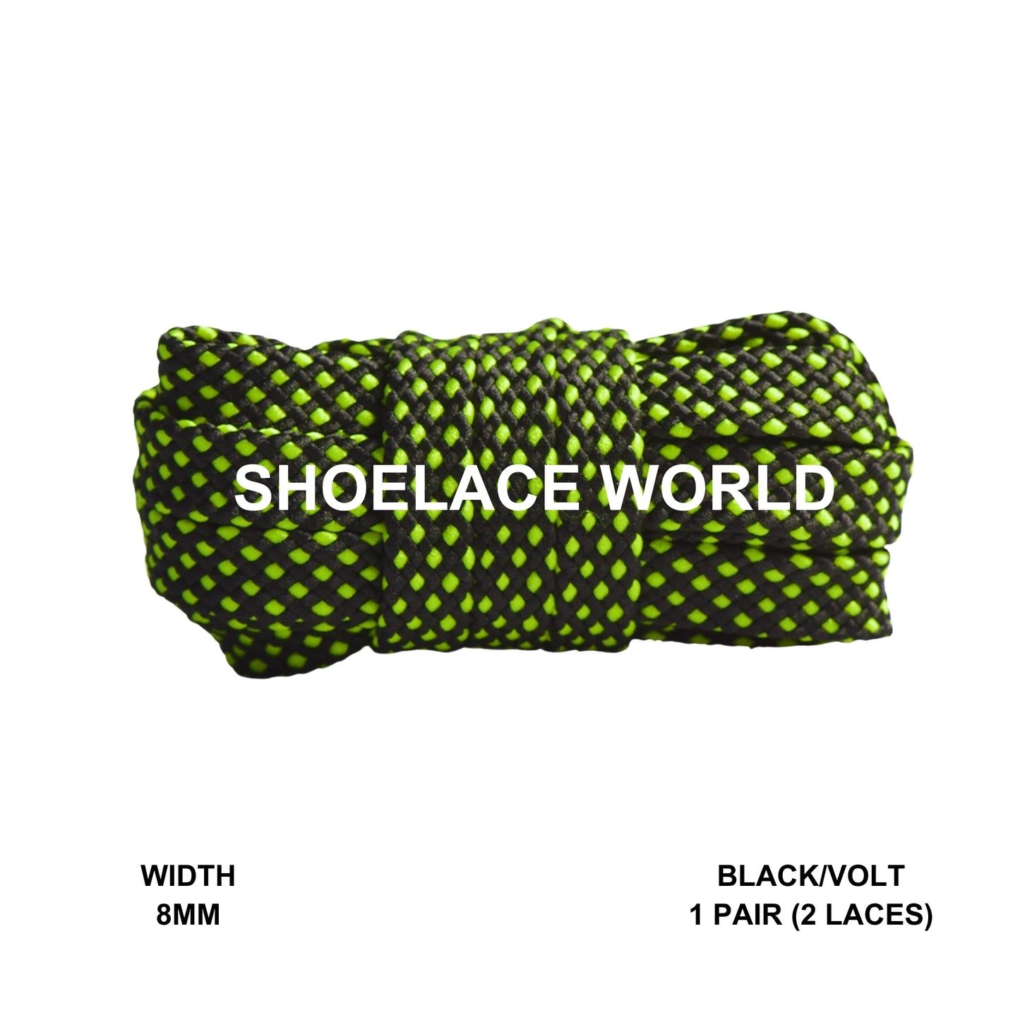 Black / Volt Dot Thread Flat Shoelaces