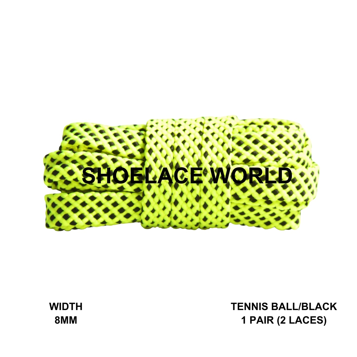 Tennis Ball / Black Dot Thread Flat Shoelaces
