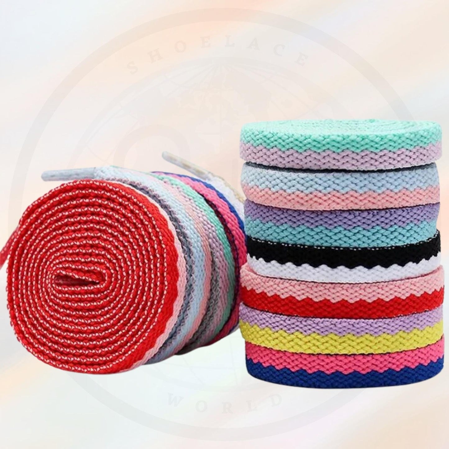 Two Tone Multicolor Flat Shoelaces 5/16 Inch Colorful Pattern Laces Ships Out From The USA Next Day