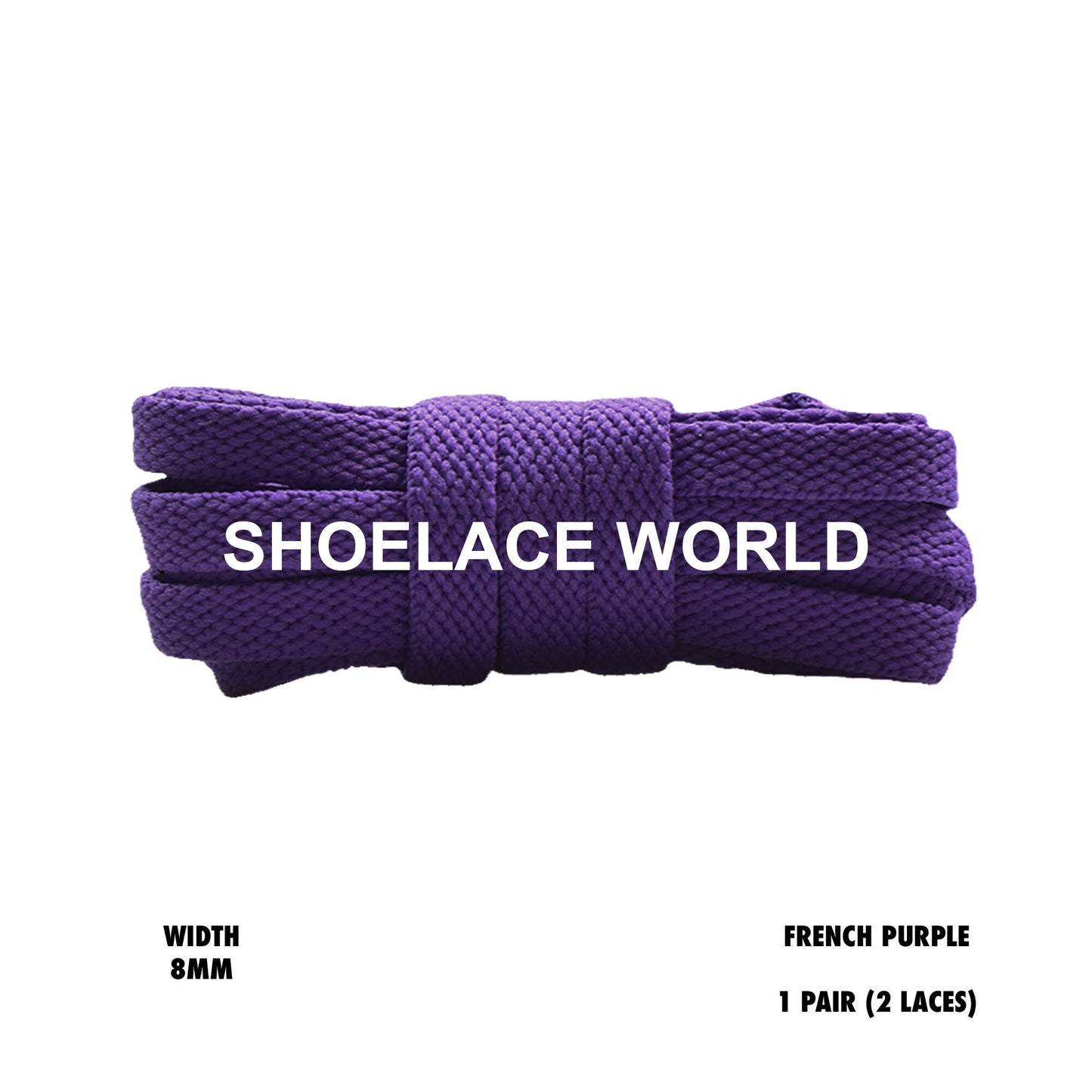 French Purple Flat Shoelaces 8mm Laces Ships Out From The USA Next Day
