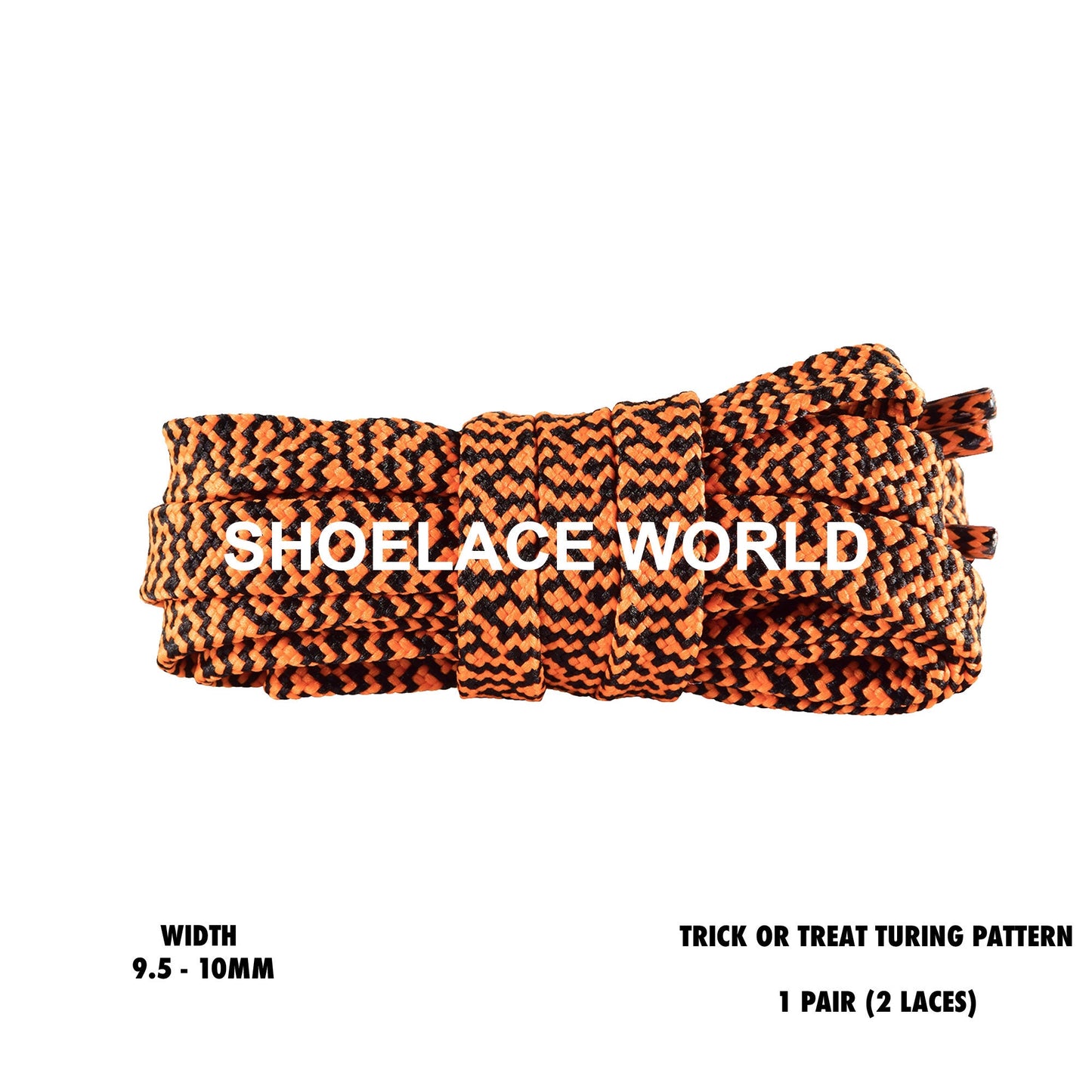 Trick Or Treat Turing Pattern Two Tone Flat Shoelaces 9.5 - 10mm Colorful Pattern Laces Ships Out From The USA Next Day