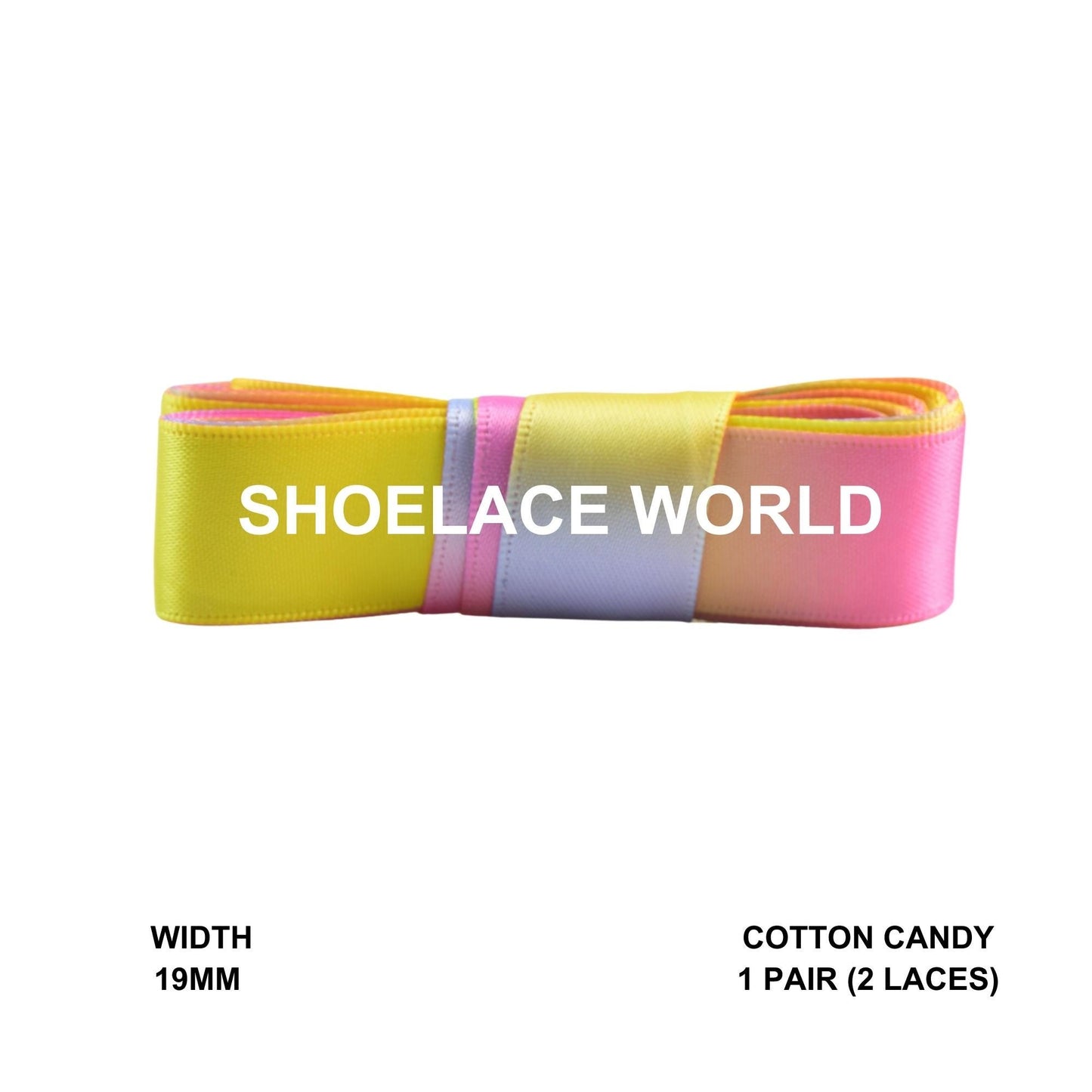 Cotton Candy Ribbon Shoelaces 19mm 3/4th Inch Velvet Satin Laces Ships Fast From The USA