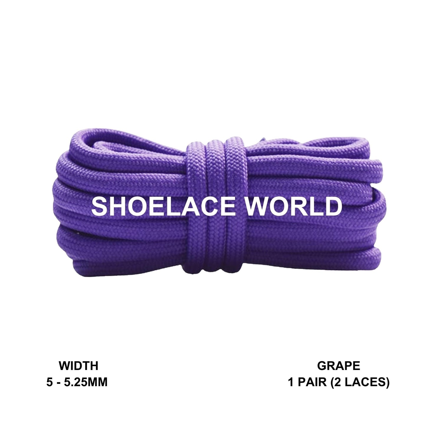 Grape Classic Rope Shoelaces 5mm - 5.25mm Classic Colorful Laces Ships Out From The USA Next Day