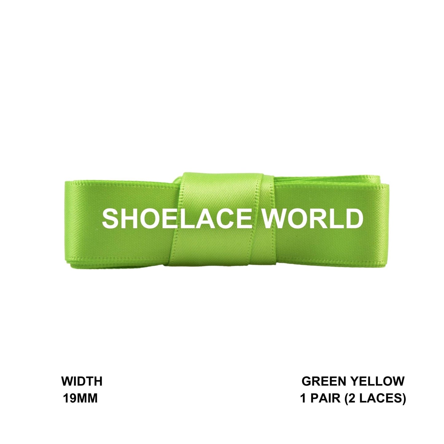 Green Yellow Ribbon Shoelaces 19mm 3/4th Inch Velvet Satin Laces Ships Fast From The USA