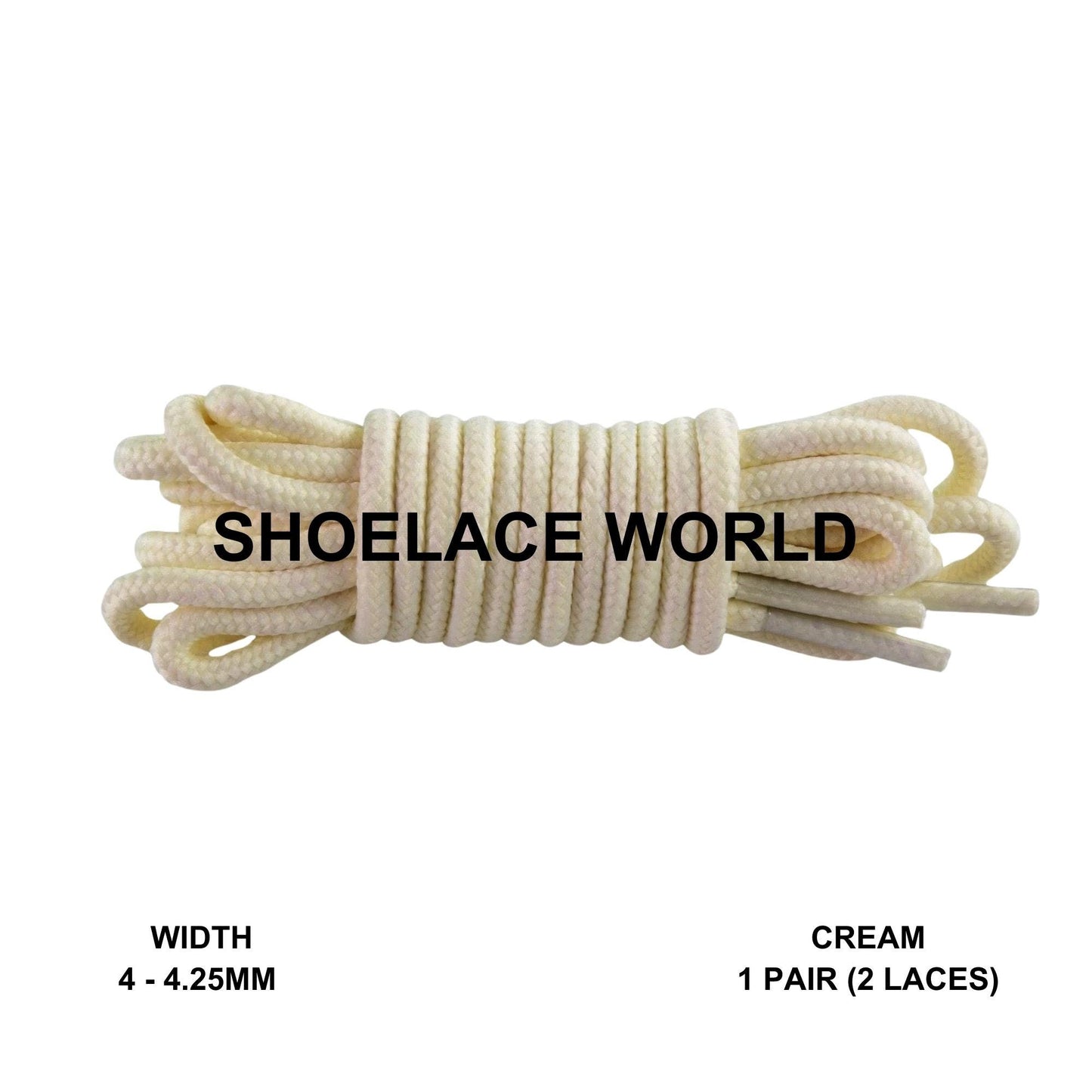 Cream Thin Round Shoelaces 4mm - 4.25mm Classic Colorful Laces Ships Out From The USA Next Day