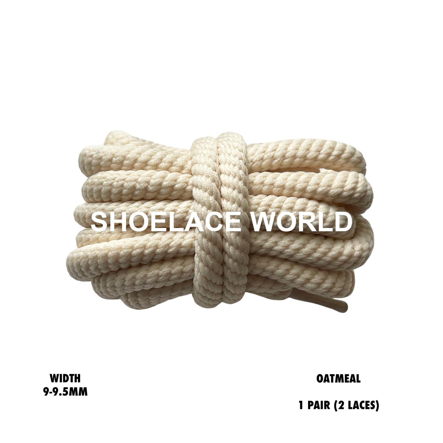 Oatmeal Thick Double Rope Premium Shoelaces 9-9.5mm Laces Ships Out From The USA Next Day