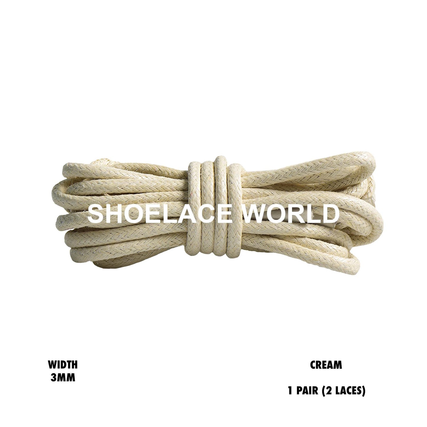 Cream Rope Thin Wax Shoelaces 3mm Laces Ships Out From The USA Next Day