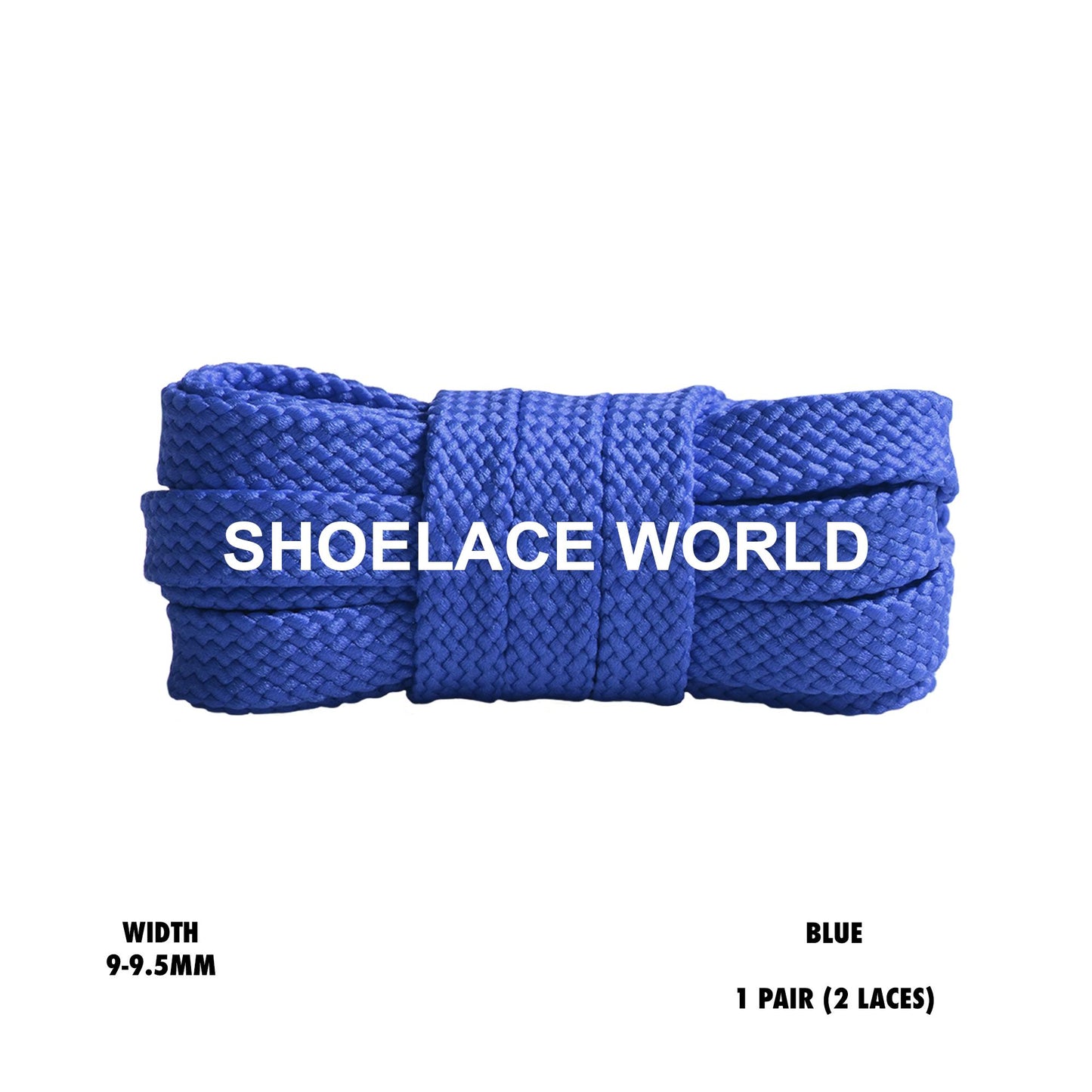 Blue Flat Double Threaded Shoelaces 9-9.5mm Laces Ships Out From The USA Next Day