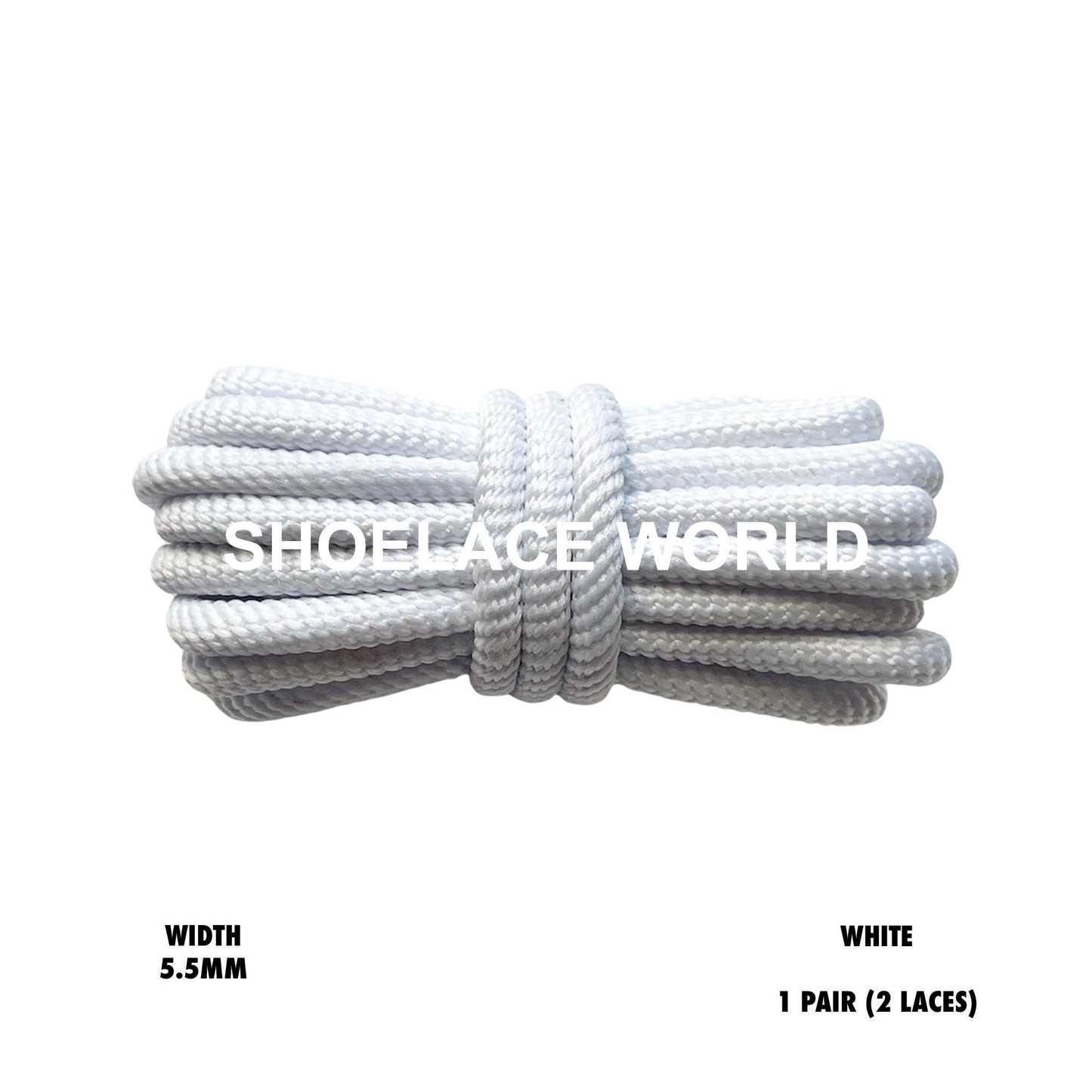 White Solid Turbine Rope Shoelaces 5.5mm Colorful Pattern Laces Ships Out From The USA Next Day