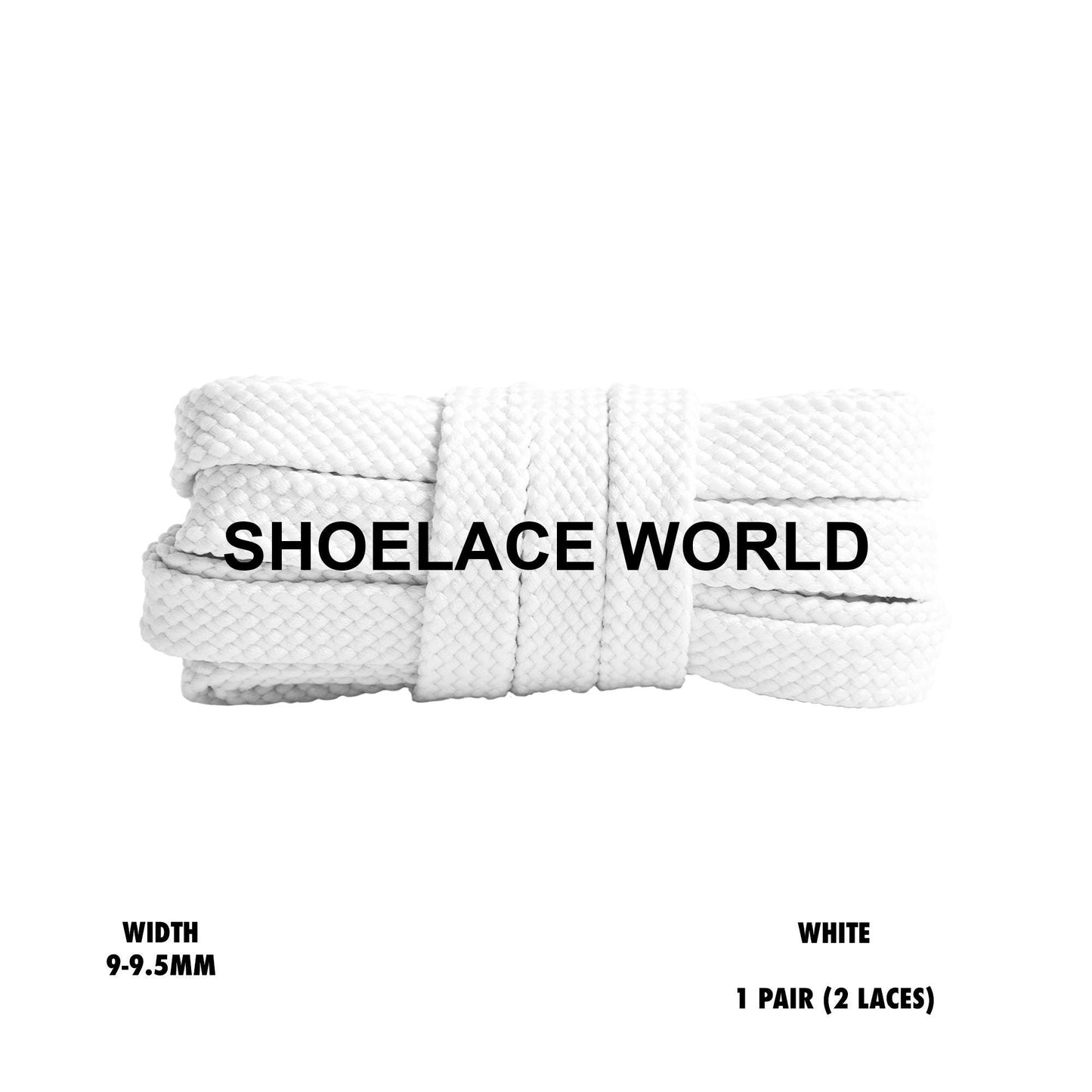 White Flat Double Threaded Shoelaces 9-9.5mm Laces Ships Out From The USA Next Day