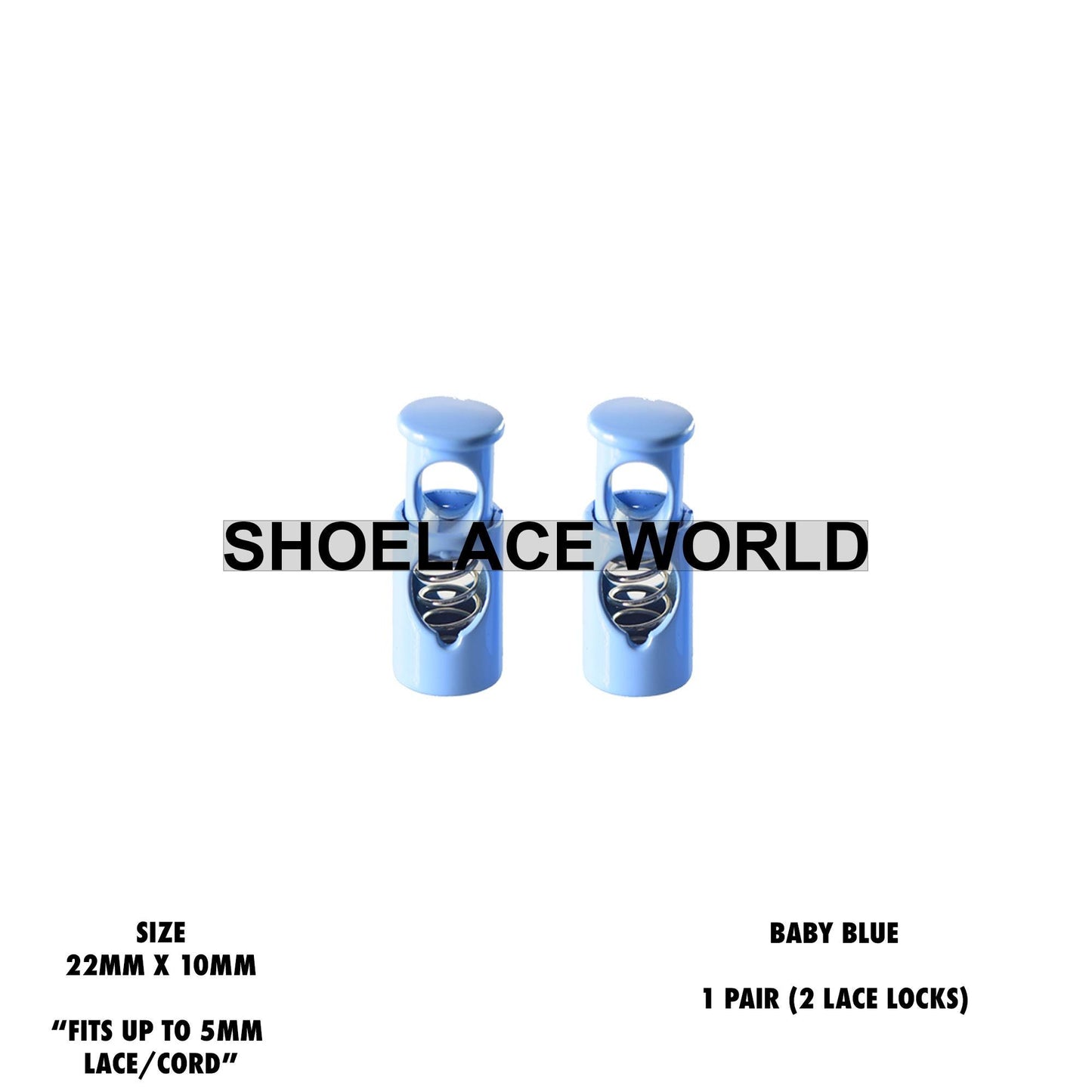 Baby Blue Metal Shoelace Lace Locks Premium Lace Stoppers Ships Out From The USA Next Day