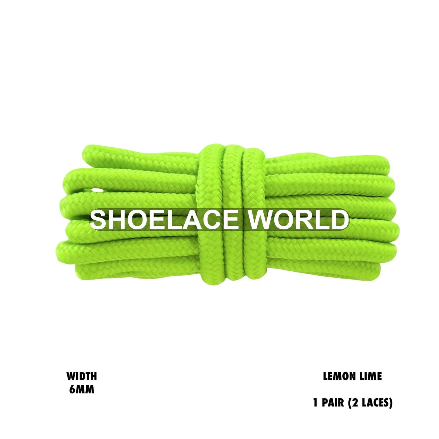 Lemon Lime Thick Round Shoelaces 6mm Classic Colorful Laces Ships Out From The USA Next Day
