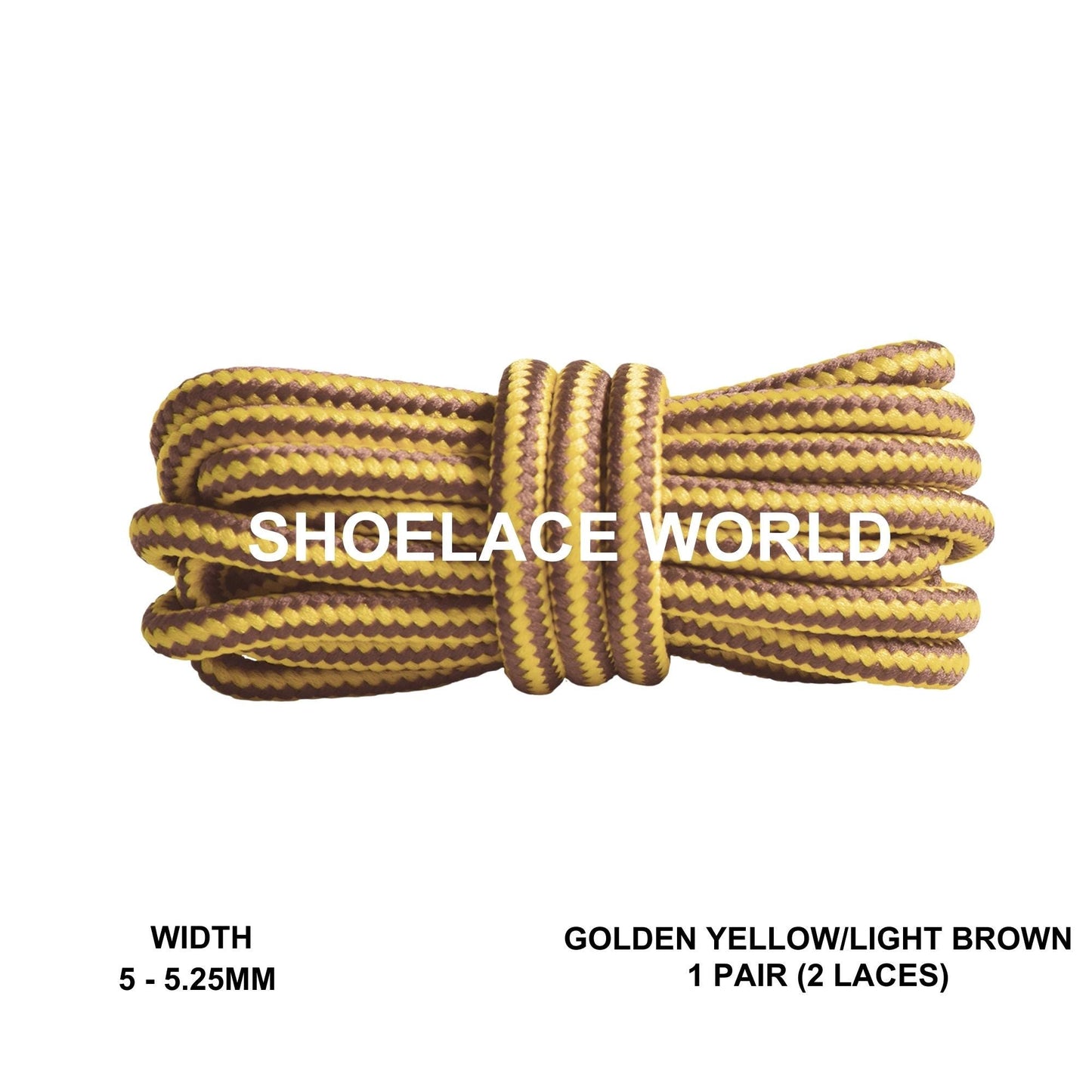 Golden Yellow / Light Brown Round Work Boots Shoelaces 5-5.25mm Classic Colorful Boot Laces Ships Out From The USA Next Day