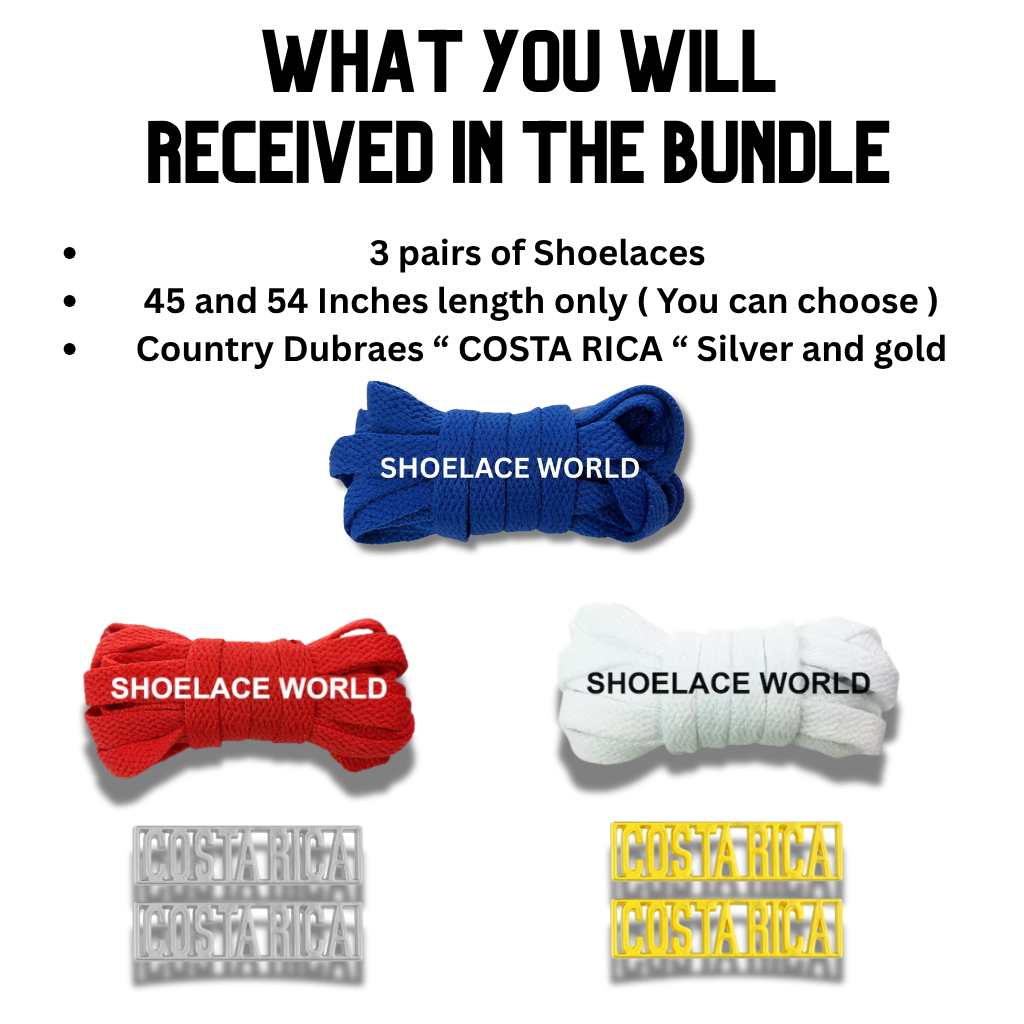 Costa Rica 2026 World Cup Inspired Sneaker Accessory Bundles Flat Shoelaces Costa Rican Dubraes Fifa Futbol Soccer Accessories