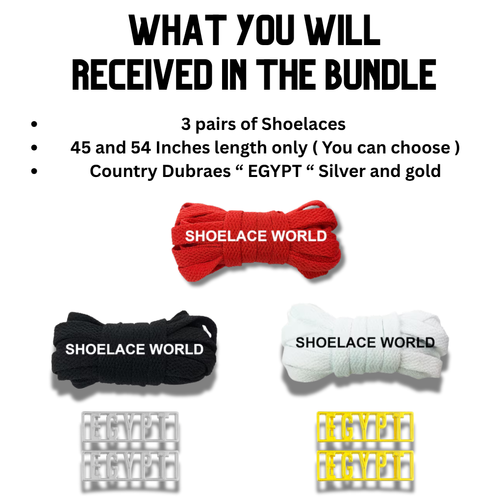 Egypt 2026 World Cup Inspired Sneaker Accessory Bundles Flat Shoelaces Egyptian Dubraes Fifa Futbol Soccer Accessories