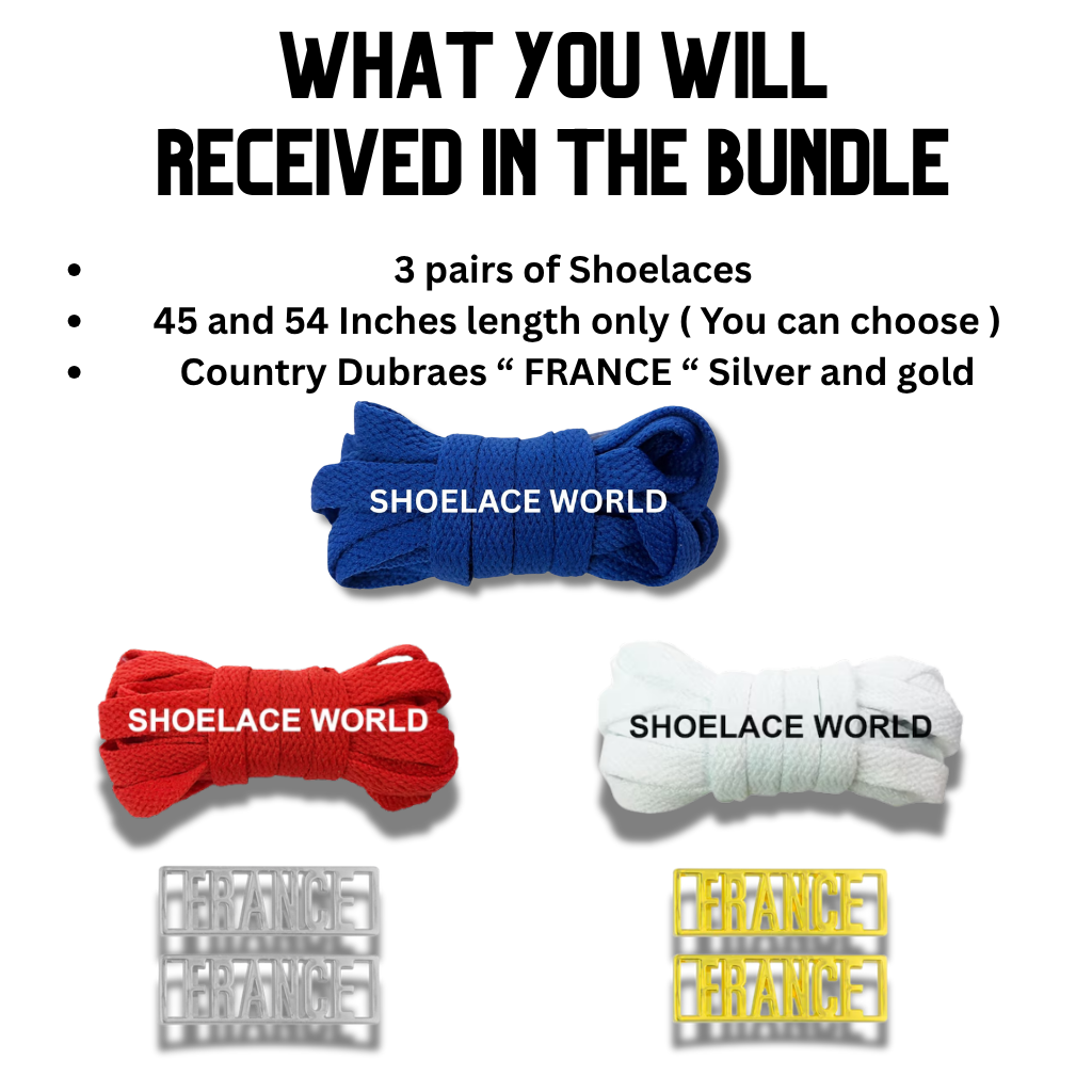 France 2026 World Cup Inspired Sneaker Accessory Bundles Flat Shoelaces French Dubraes Fifa Futbol Soccer Accessories
