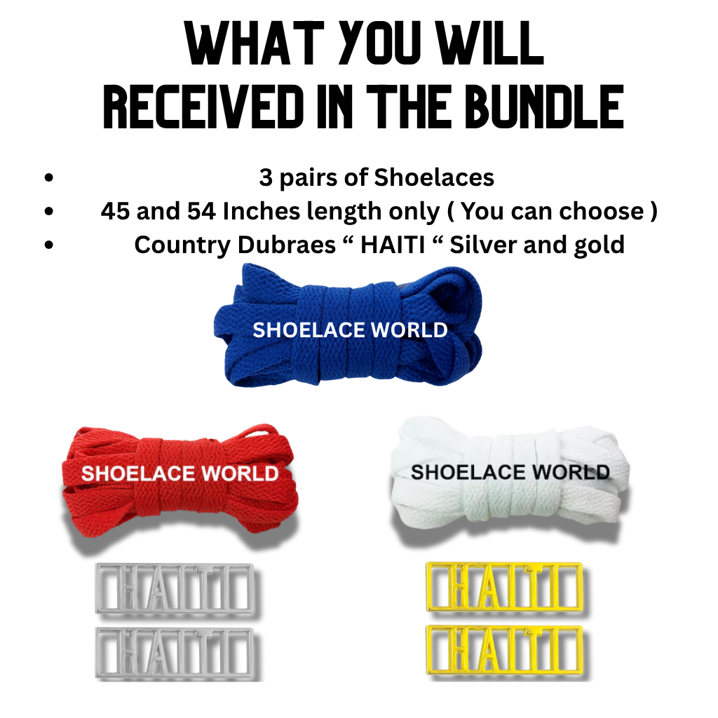 Haiti 2026 World Cup Inspired Sneaker Accessory Bundles Flat Shoelaces Dubraes Haitian Fifa Futbol Soccer Accessories