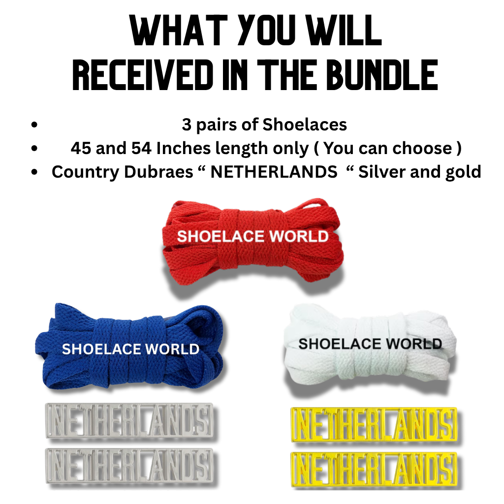 Netherlands 2026 World Cup Inspired Sneaker Accessory Bundles Flat Shoelaces Dutch Dubraes Fifa Futbol Soccer Accessories