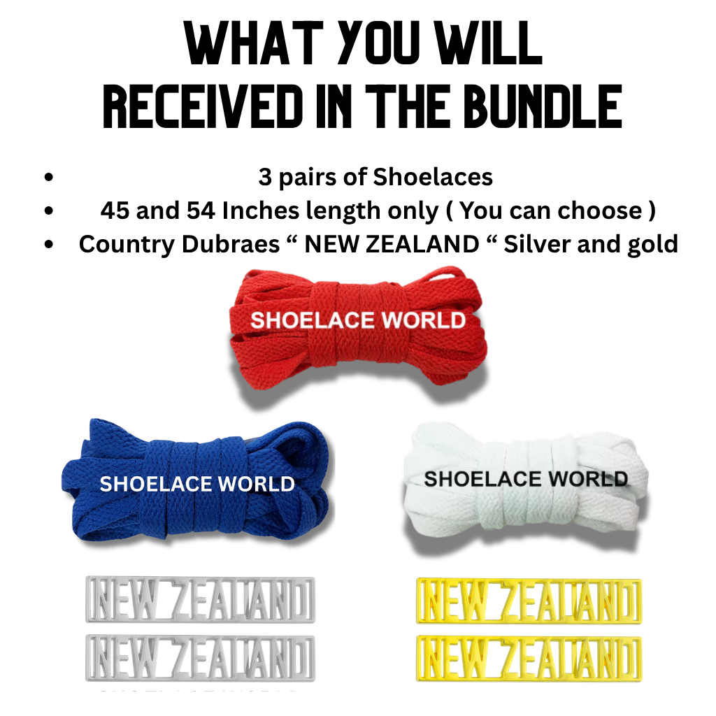 New Zealand 2026 World Cup Inspired Sneaker Accessory Bundles Flat Shoelaces Auckland Dubraes Fifa Futbol Soccer Accessories