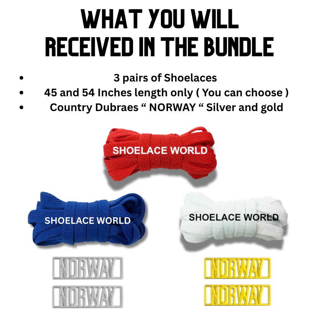 Norway 2026 World Cup Inspired Sneaker Accessory Bundles Flat Shoelaces Norwegian Dubraes Fifa Futbol Soccer Accessories