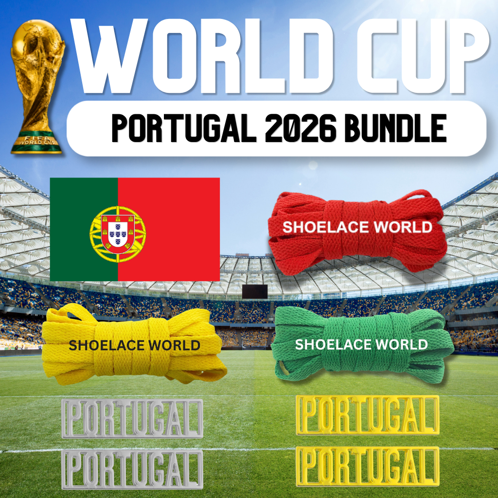 Portugal 2026 World Cup Inspired Sneaker Accessory Bundles Flat Shoelaces Portuguese Dubraes Fifa Futbol Soccer Accessories