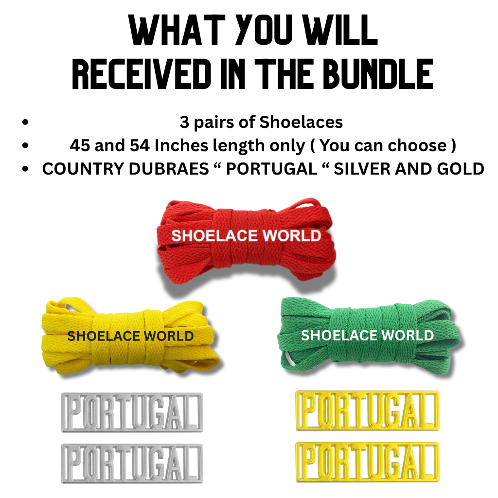 Portugal 2026 World Cup Inspired Sneaker Accessory Bundles Flat Shoelaces Portuguese Dubraes Fifa Futbol Soccer Accessories