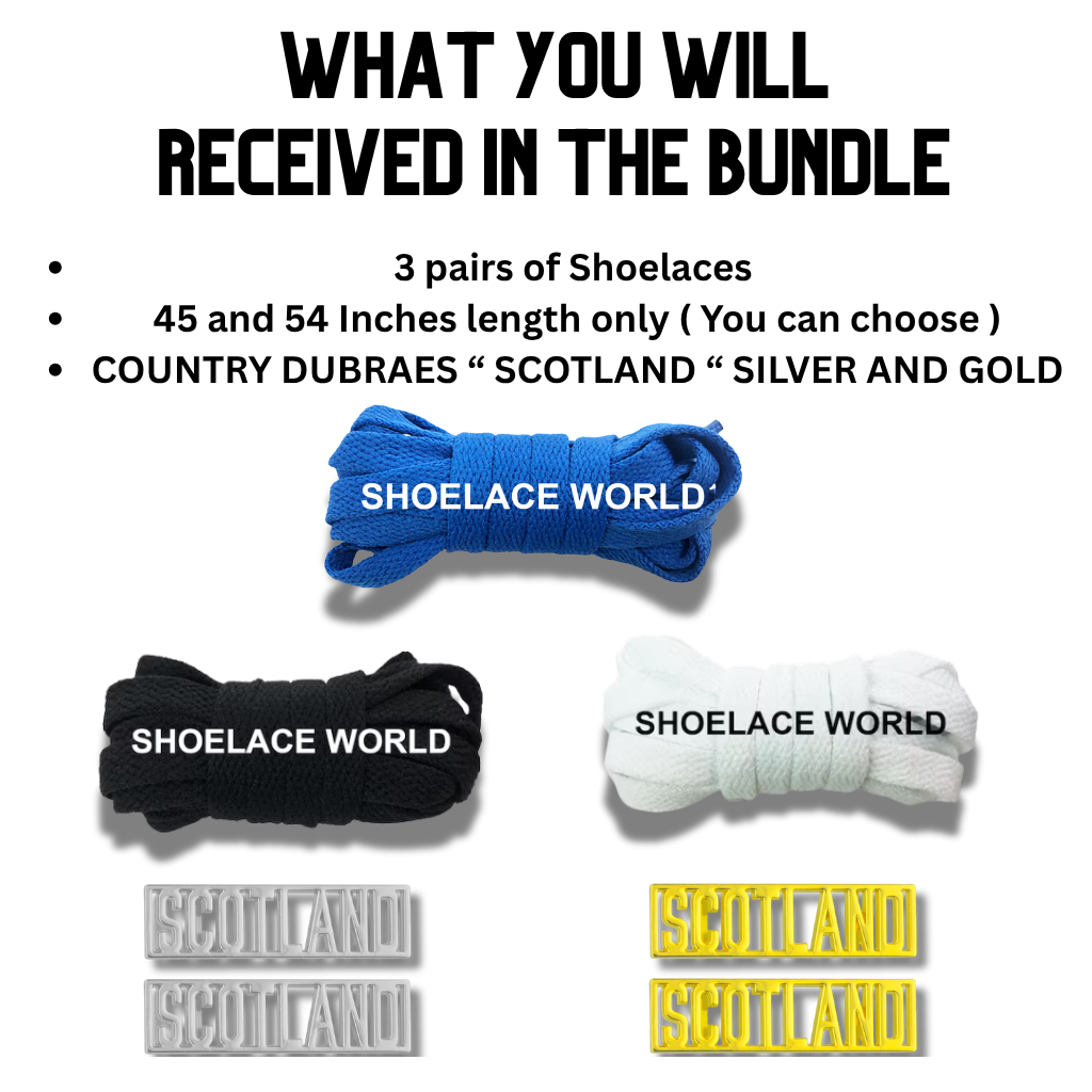 Scotland 2026 World Cup Inspired Sneaker Accessory Bundles Flat Shoelaces Scottish Dubraes Fifa Futbol Soccer Accessories