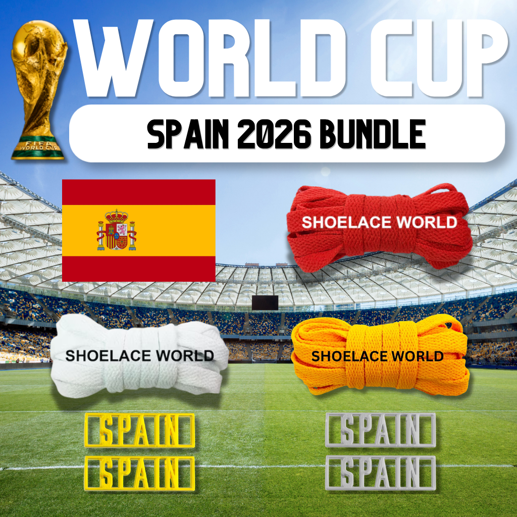 Spain 2026 World Cup Inspired Sneaker Accessory Bundles Flat Shoelaces Spanish Dubraes Fifa Futbol Soccer Accessories