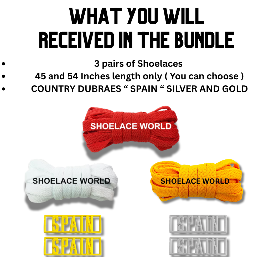 Spain 2026 World Cup Inspired Sneaker Accessory Bundles Flat Shoelaces Spanish Dubraes Fifa Futbol Soccer Accessories