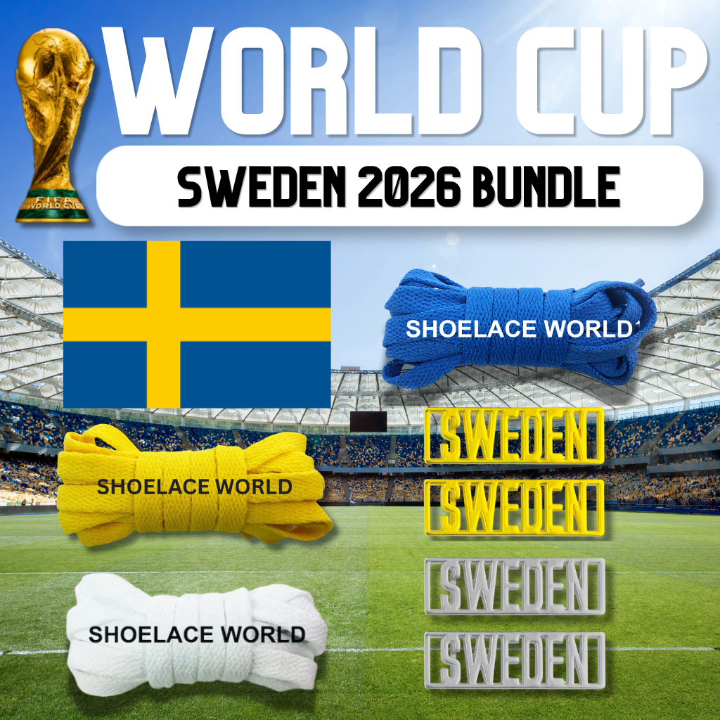 Sweden 2026 World Cup Inspired Sneaker Accessory Bundles Flat Shoelaces Swedish Dubraes Fifa Futbol Soccer Accessories