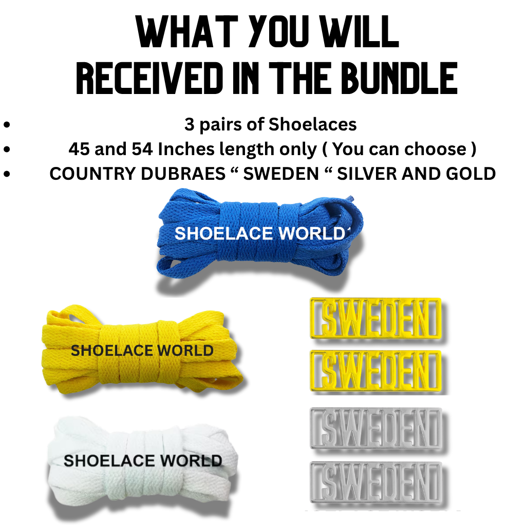 Sweden 2026 World Cup Inspired Sneaker Accessory Bundles Flat Shoelaces Swedish Dubraes Fifa Futbol Soccer Accessories