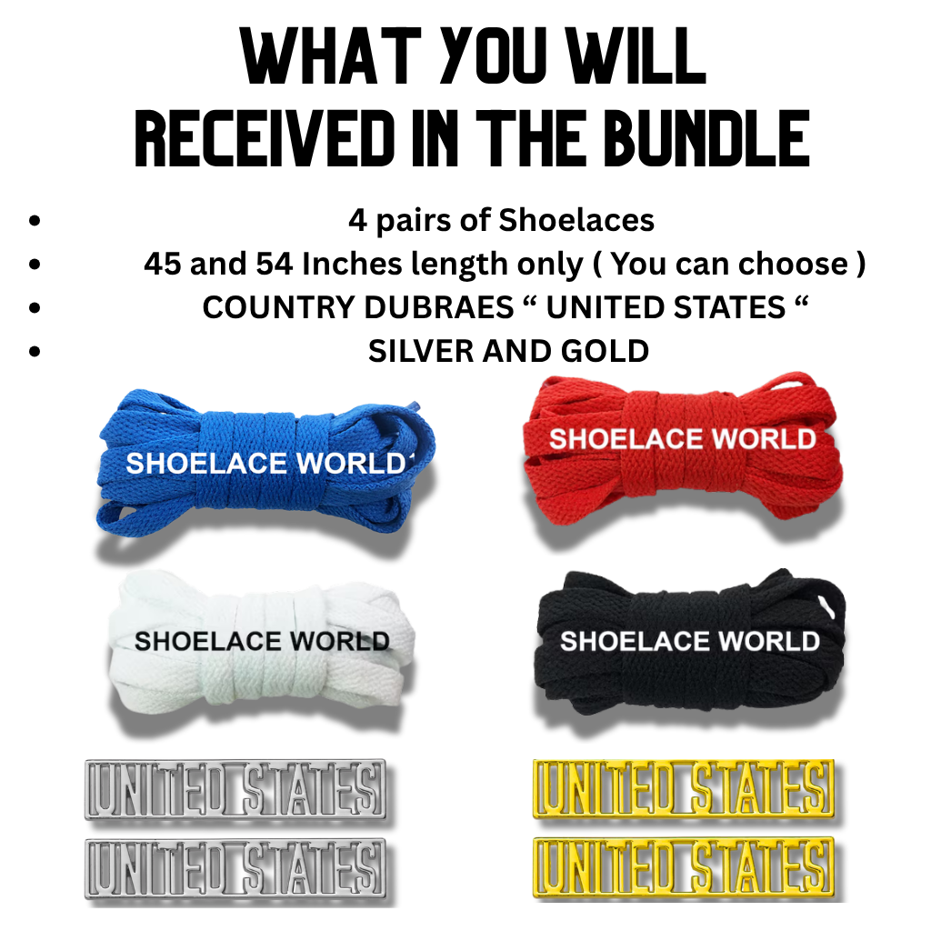 United States 2026 World Cup Inspired Sneaker Accessory Bundles Flat Shoelaces American Dubraes Fifa Futbol Soccer Accessories