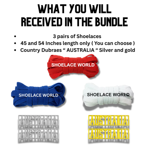 Australia 2026 World Cup Inspired Sneaker Accessory Bundles Flat Shoelaces Australian Dubraes Fifa Futbol Soccer Accessories
