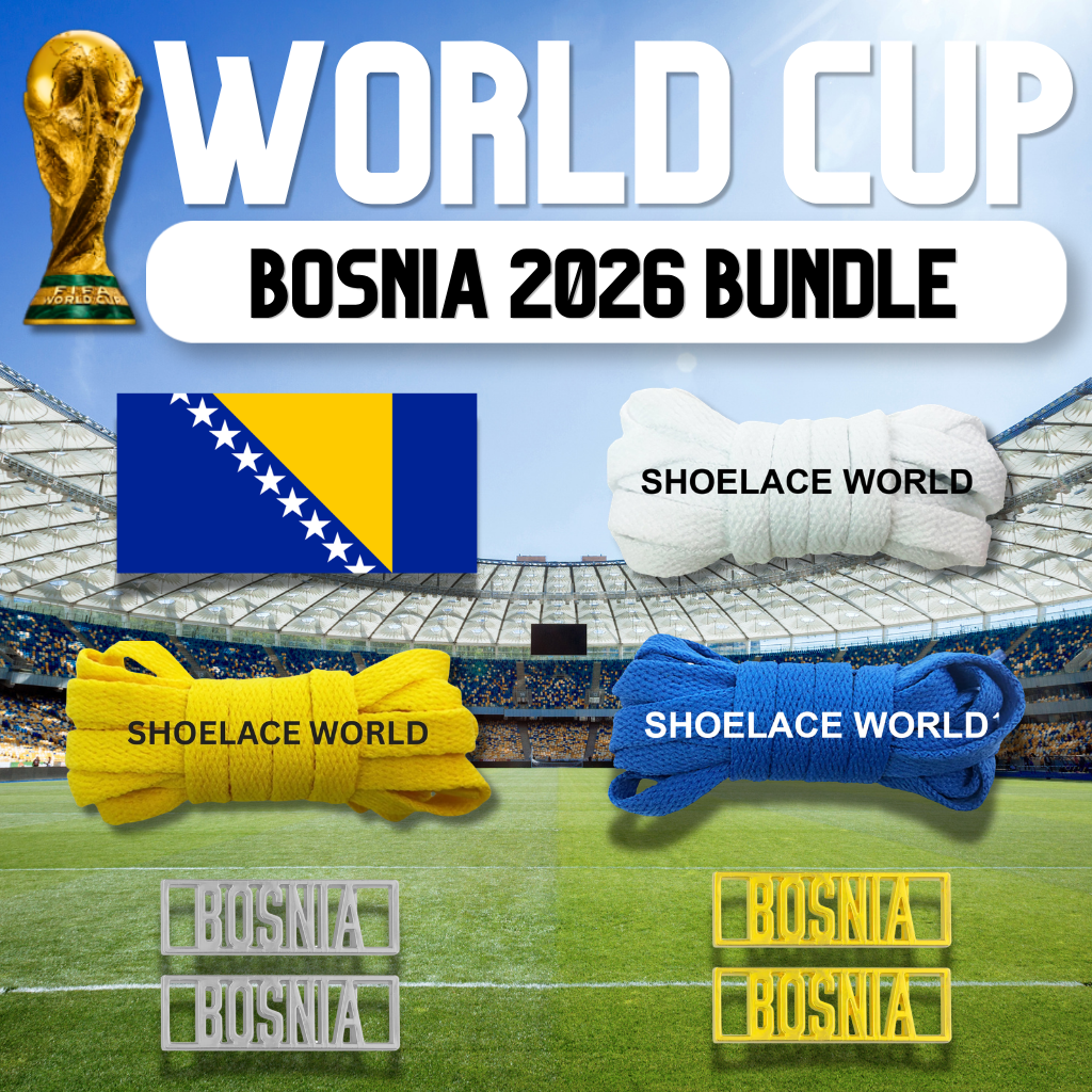 Bosnia 2026 World Cup Inspired Sneaker Accessory Bundles Flat Shoelaces Dubraes Bosnian Fifa Futbol Soccer Accessories