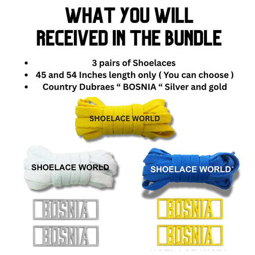 Bosnia 2026 World Cup Inspired Sneaker Accessory Bundles Flat Shoelaces Dubraes Bosnian Fifa Futbol Soccer Accessories
