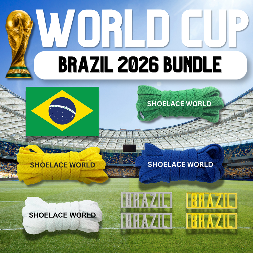 Brazil 2026 World Cup Inspired Sneaker Accessory Bundles Flat Shoelaces Brazilian Brasil Dubraes Fifa Futbol Soccer Accessories