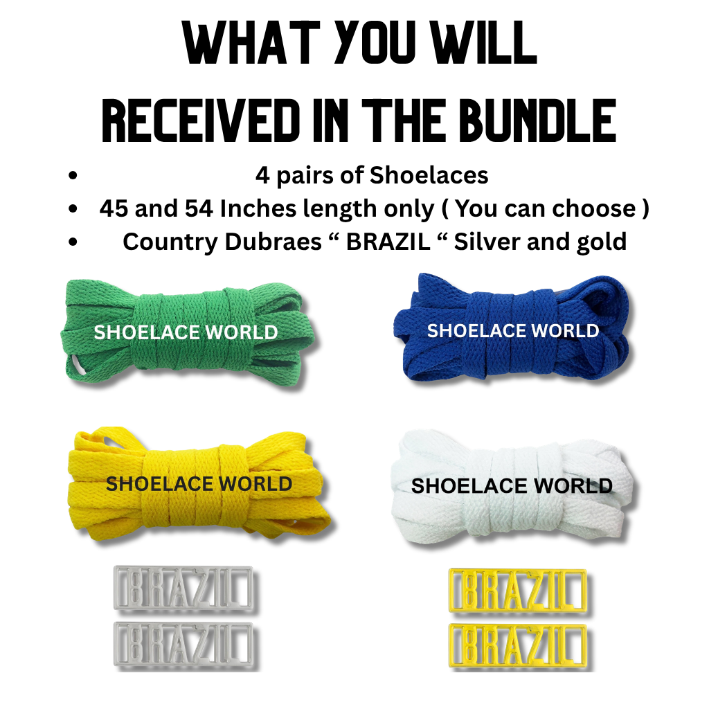 Brazil 2026 World Cup Inspired Sneaker Accessory Bundles Flat Shoelaces Brazilian Brasil Dubraes Fifa Futbol Soccer Accessories