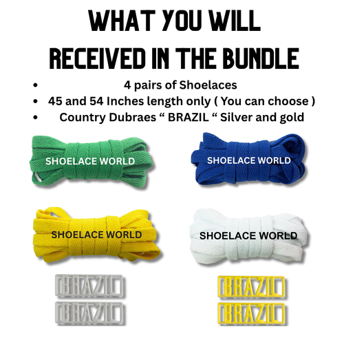 Brazil 2026 World Cup Inspired Sneaker Accessory Bundles Flat Shoelaces Brazilian Brasil Dubraes Fifa Futbol Soccer Accessories