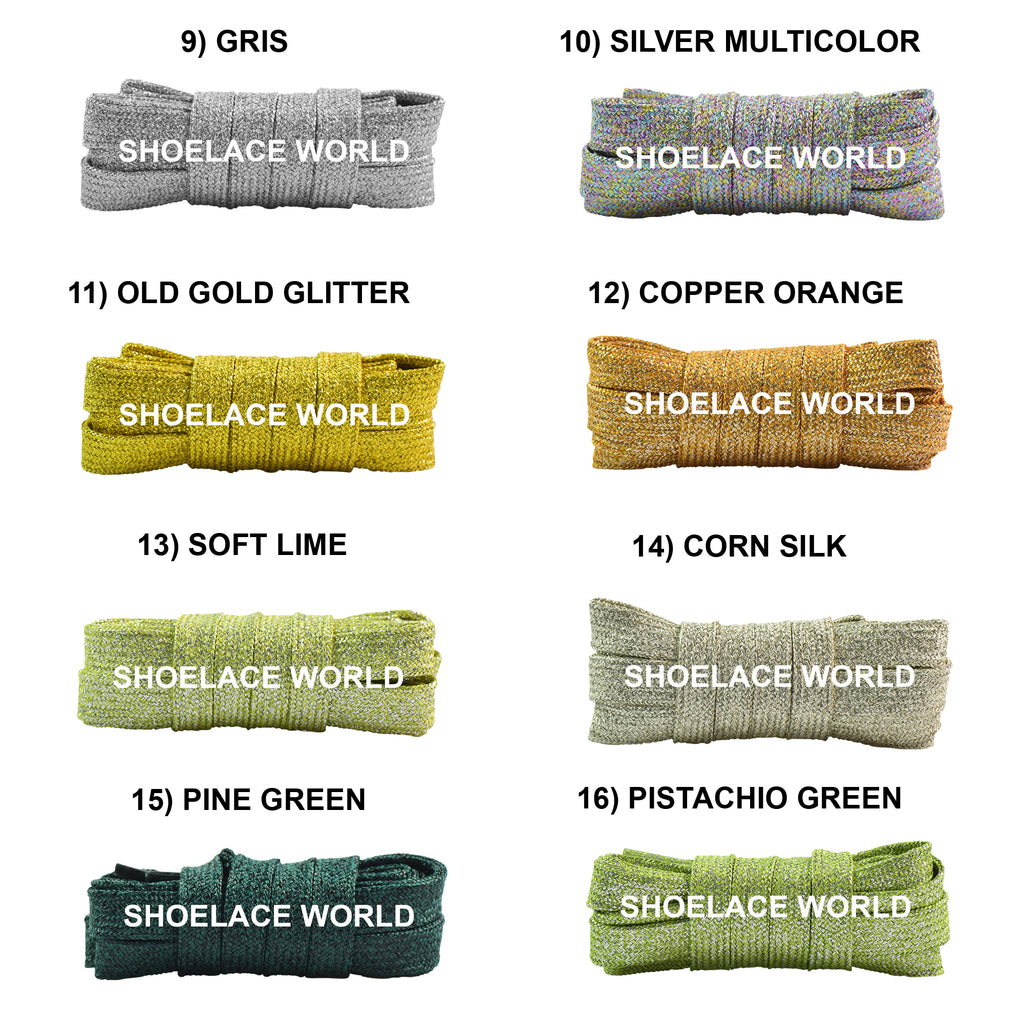 Wide Glitter Flat Shoelaces