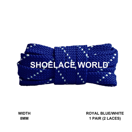 Royal Blue / White Thread Flat Shoelaces