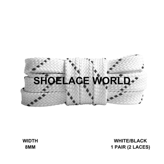 White / Black Thread Flat Shoelaces