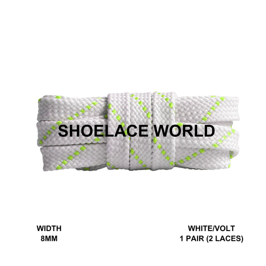 White / Volt Thread Flat Shoelaces