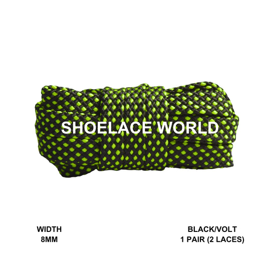Black / Volt Dot Thread Flat Shoelaces