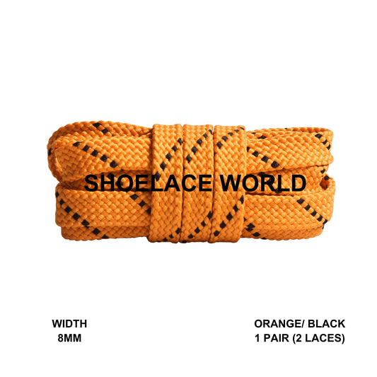 Orange / Black Thread Flat Shoelaces