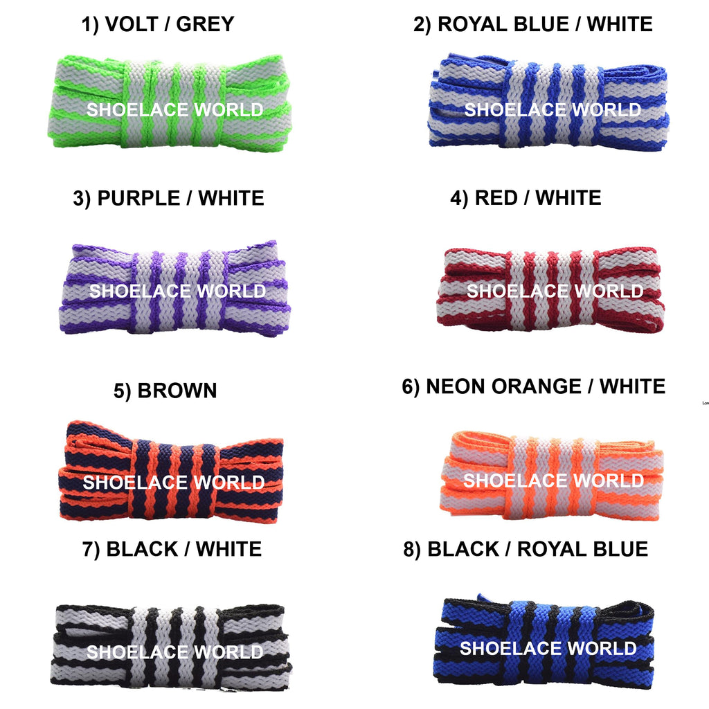 Two Tone Racer Pattern Flat Shoelaces