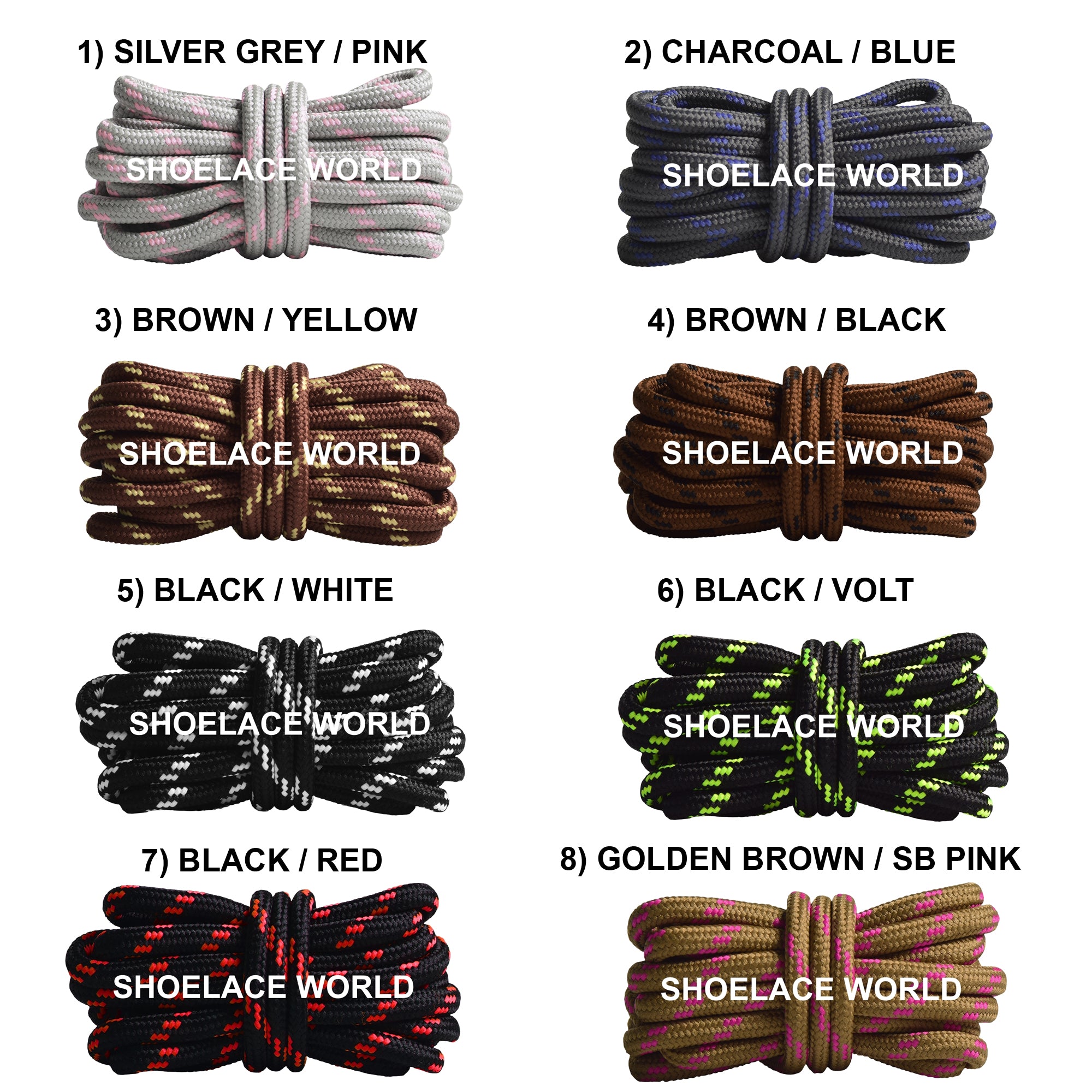 Round Hiking Boot Shoelaces