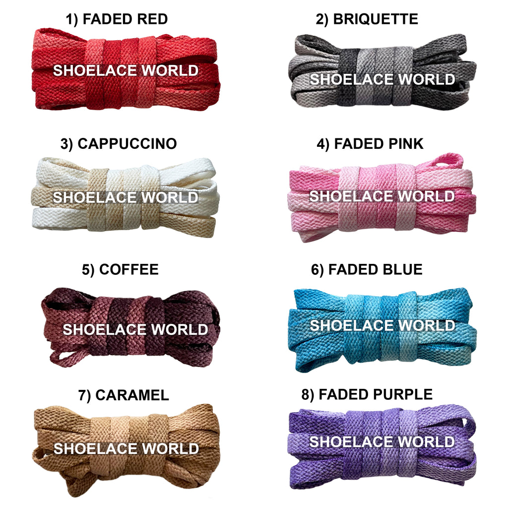 Flat Vintage Faded Tie Dye Shoelaces