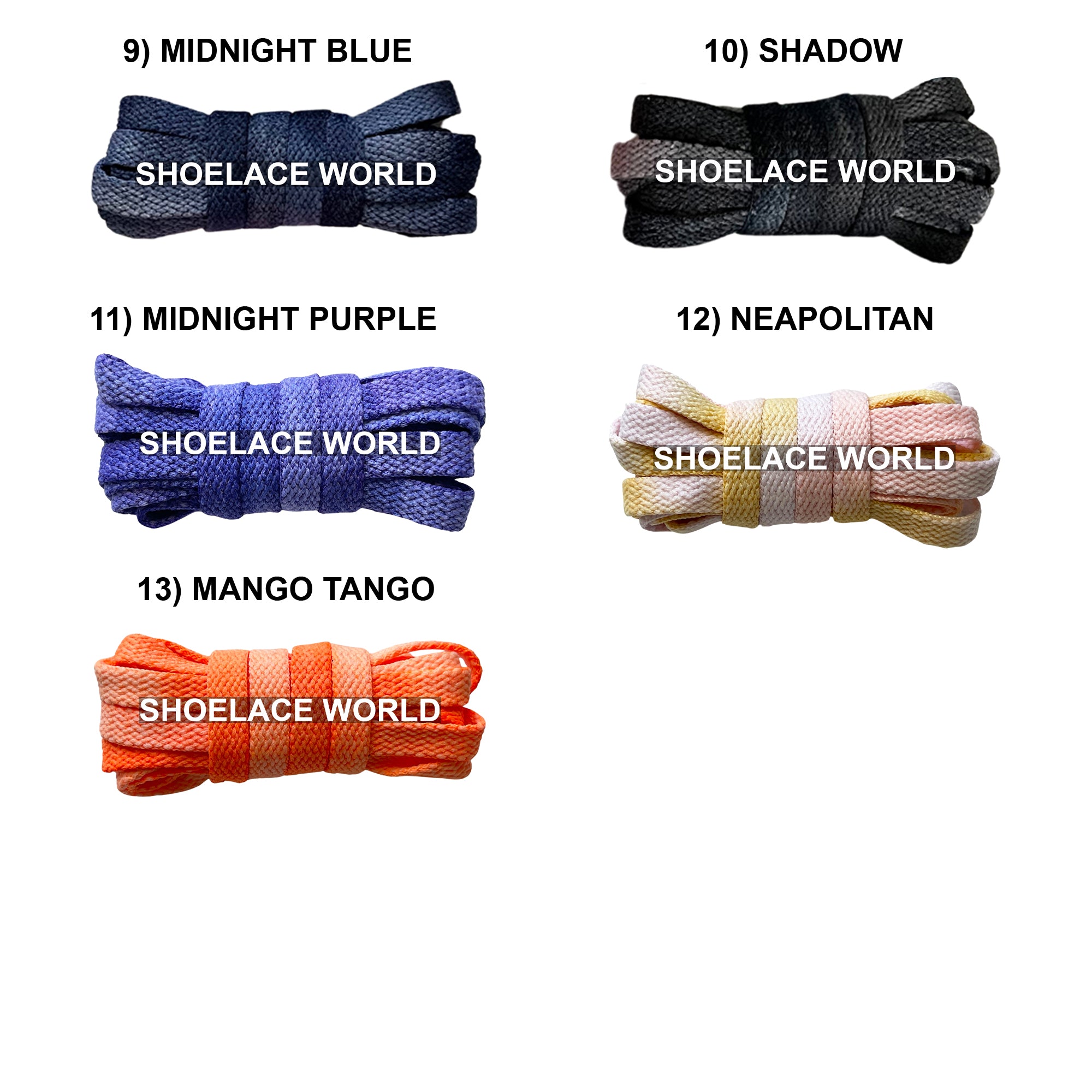 Flat Vintage Faded Tie Dye Shoelaces