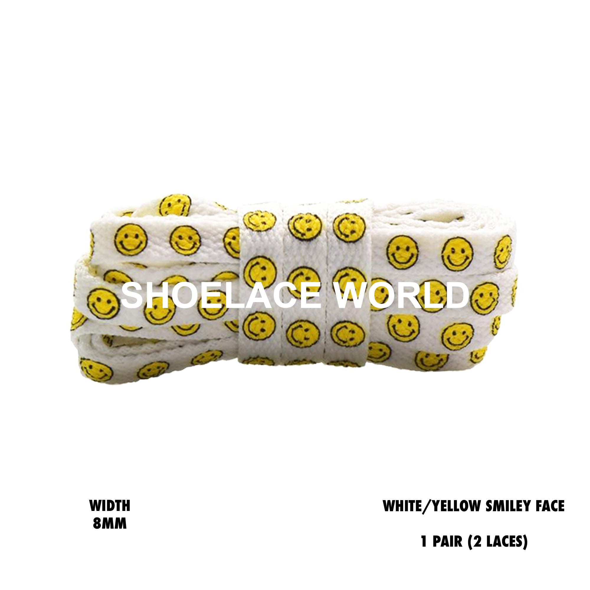 Flat Smiley Face Printed Shoelaces